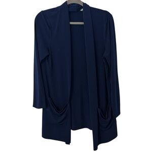 Navy Blue Susan Graver Design Cardigan Long Sleeve Top Women’s Size Medium Style